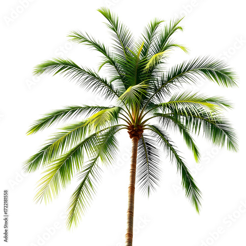 green tropical palm tree isolated on white