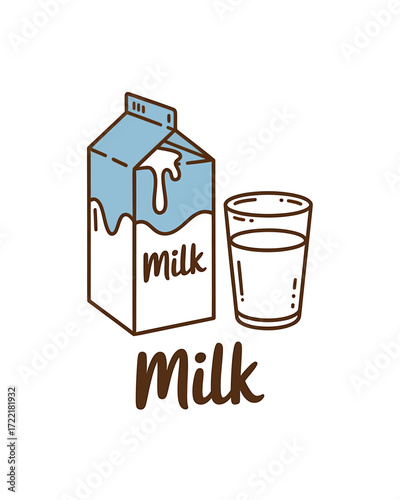 Simple line art illustration of milk pouring