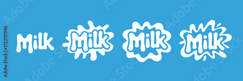 Collection of white milk logos arranged in a horizontal pattern