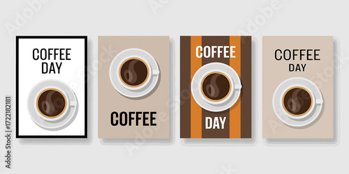 Minimalist coffee themed graphic set four designs