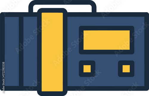 Retro Cassette Player Icon Design Element 80s music media player Vector illustration Flat style design Isolated on white background