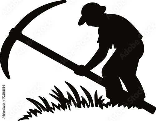 Silhouette of Miner at Work