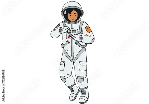 Astronaut adjusts float in space, demonstrating movement. Clear, detailed illustration for educational or promotional use.