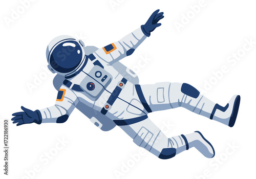 An astronaut floats weightlessly in space, playfully tumbling. ?ZeroG Adventure Now? ? a vibrant, dynamic illustration perfect for digital marketing and educational materials.