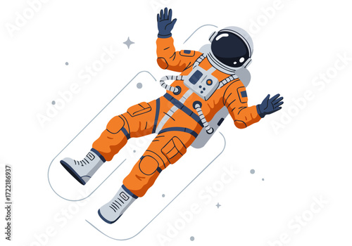 Astronaut floats weightlessly in space surrounded by stars vibrant modern illustration showcasing space exploration and a sense of wonder Perfect for tech science and futuristic themes