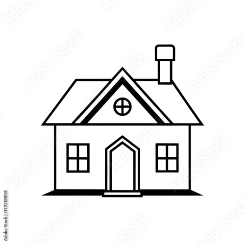 Simple house with chimney icon