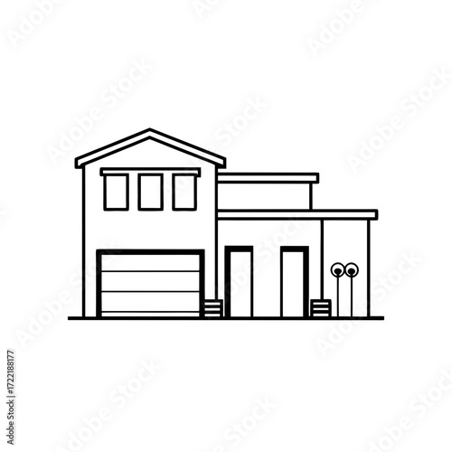 Outline of a suburban house