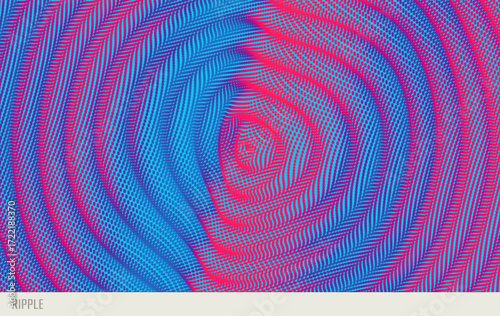 3D wavy background with ripple effect. Grid surface with particle. Vector illustration for cover, card, postcard, interior design, banner, poster, brochure or presentation.