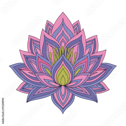 Colorful Lotus Flower Mandala Illustration.