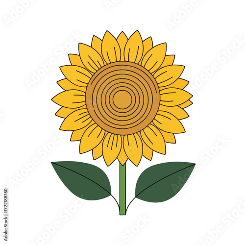 Vibrant sunflower illustration showcasing detailed petals and central seed head.