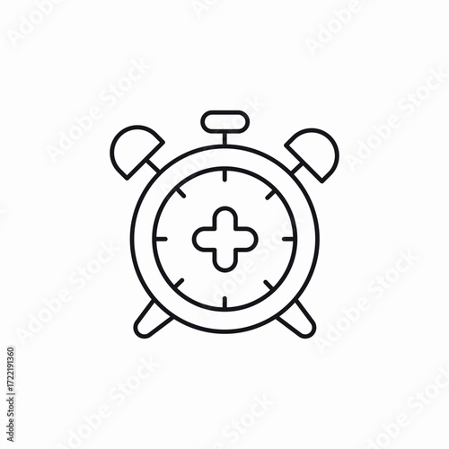 alarm clock plus add icon sign vector