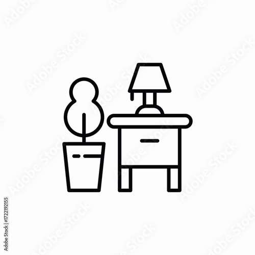 nightstand lamp icon sign vector