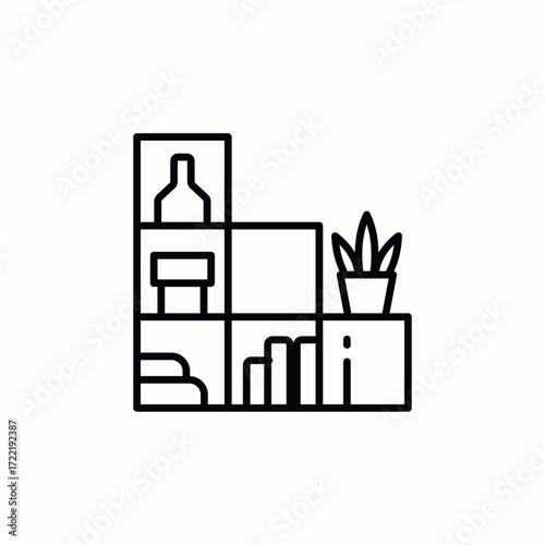 shelf cainet plants books icon sign vector