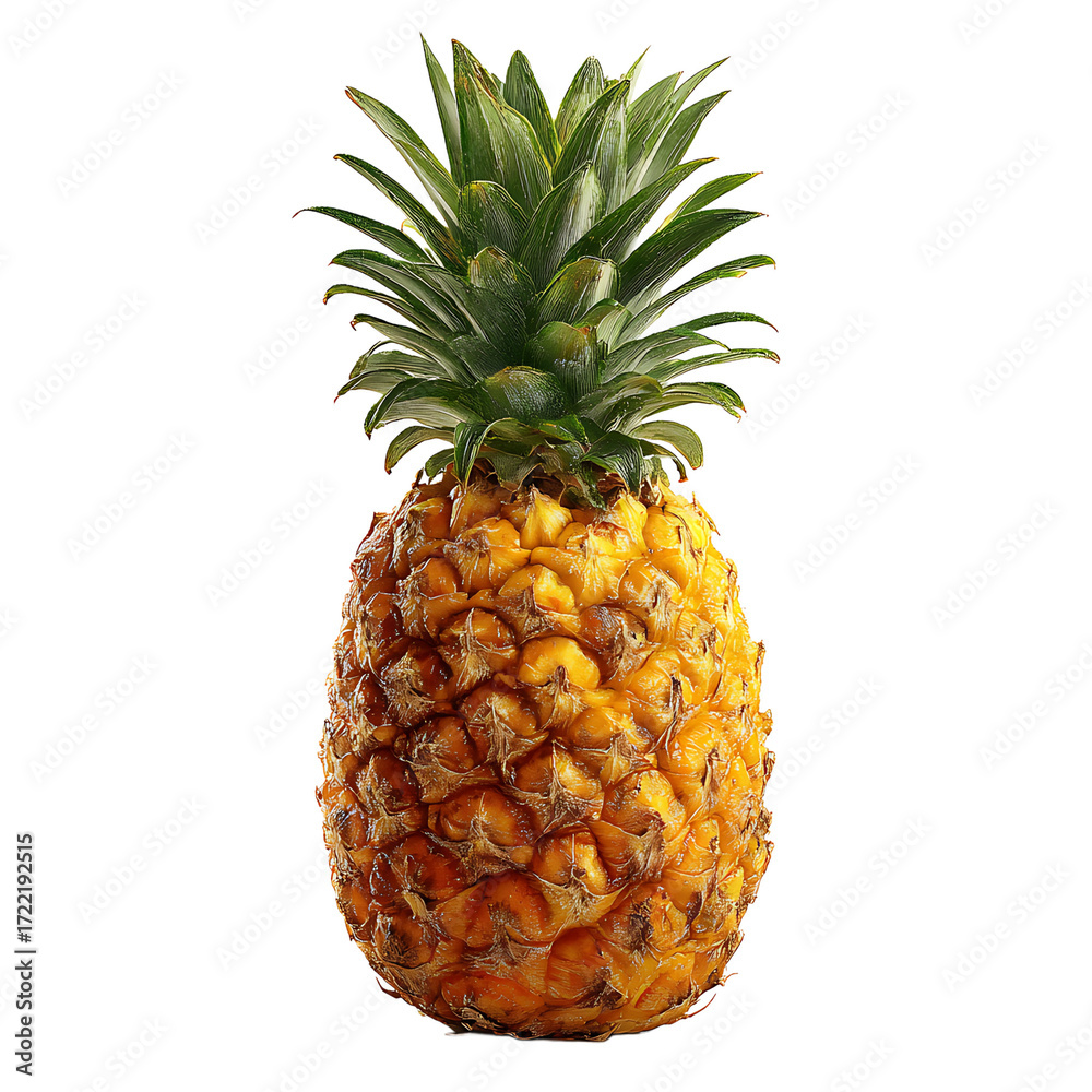 Fototapeta premium A vibrant pineapple stands tall its spiky leaves and textured skin promising a burst of tropical sweetness against a transparent background