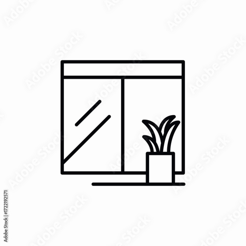 window plant pot icon sign vector