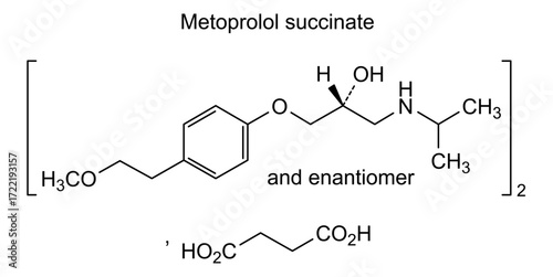 Chemical structure of metoprolol succinate, drug substance