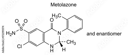 Chemical structure of metolazone, drug substance