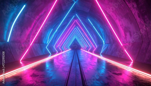 Fototapeta Naklejka Na Ścianę i Meble -  Futuristic neon tunnel (1)