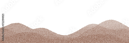 Scattered chocolate cocoa powder and coffee dust on a soft light background with brown sand texture and earthy particles from top view.