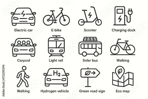 Icons of sustainable transportation: electric vehicles and eco-friendly mobility