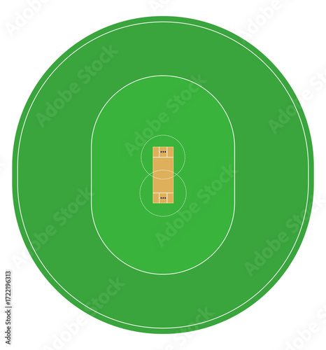 top view illustration of cricket field