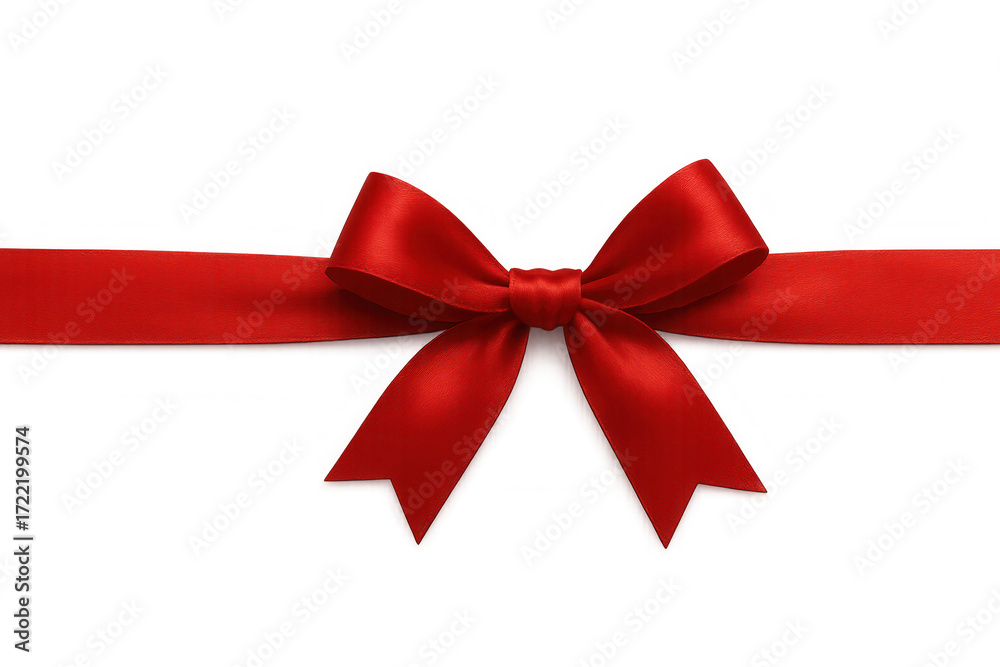 Fototapeta premium Red ribbon and bow for celebrations, gifts, and special occasion presents, isolated on transparent background