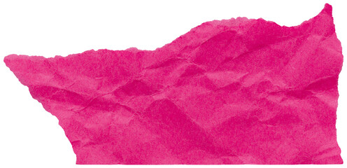 Abstract shape torn piece of hot pink paper, isolated fragment of crumpled paper for collage design