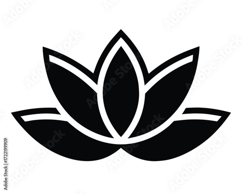 Minimalist black and white lotus flower illustration for peaceful designs