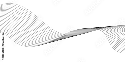 Abstract wave lines on transparent background with grey smooth element swoosh speed wave modern stream background.	