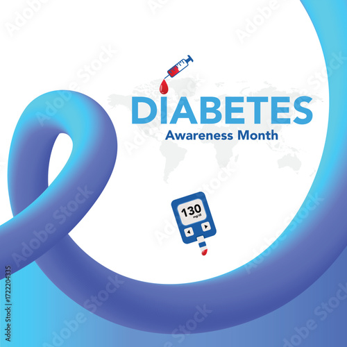 National Diabetes month is observed every year in November, it is the primary global awareness campaign focusing on diabetes. Vector illustration