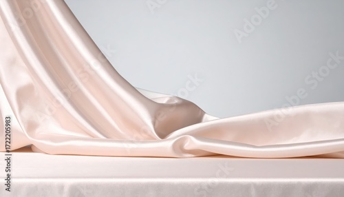 Flowing Fabric in Motion: Captivating close-up of a luxuriously soft, flowing satin fabric. Witness the exquisite textures and fluid grace, perfect for adding a touch of elegance and artistry.