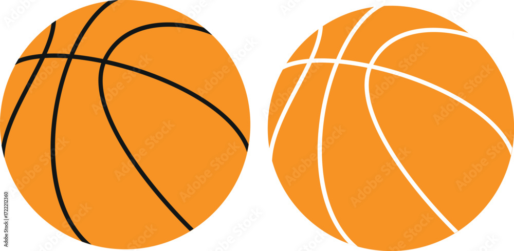 Obraz premium Basketball With and Without Line Vector