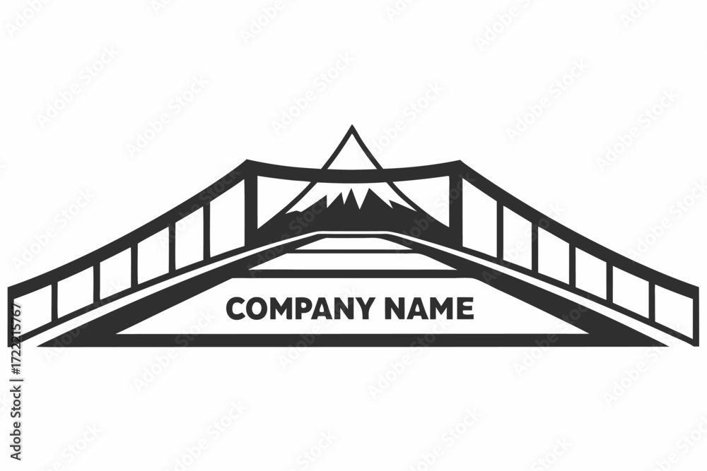 Obraz premium Minimalist Bridge Logo Design, Isolated on White Background, Elegant Icon