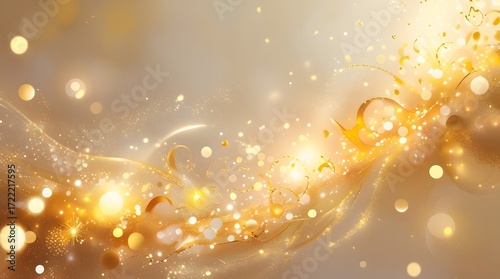 Festive Golden Swirl – Elegant Sparkles and Warm Abstract Design

