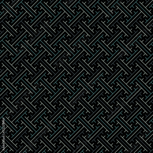 Seamless Sayagata ornament. Repeated interlocking keys background. Oriental pattern. Window tracery image. Ancient ethnic mosaic. Geometric digital paper. Ethnical textile print. Vector art work