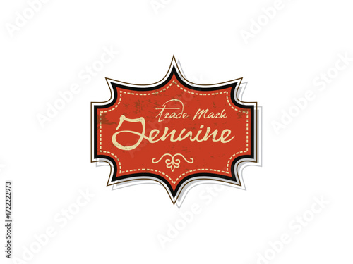 red label with ribbon