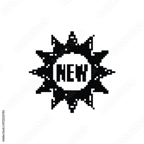 Pixel Art New Badge Vector Illustration Retro Style Design Element Promotion Announcement