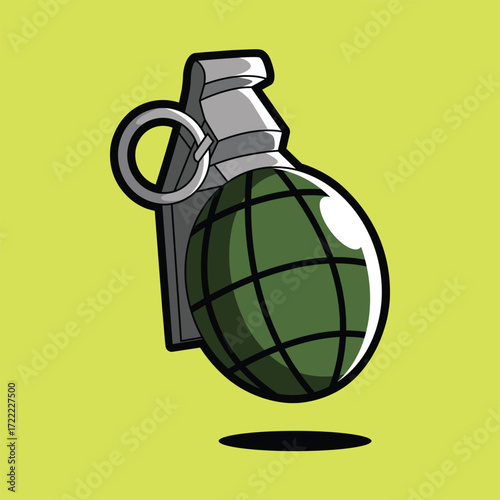 Cartoon Grenade Icon – Military Weapon and Explosive Danger Illustration