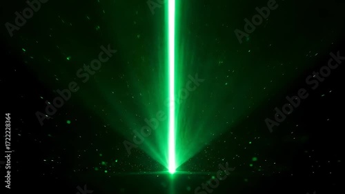 A green laser beam background as a seamless loop special effect. A glowing futuristic spotlight or hologram with god rays. Ideal for a tech presentation intro or a product reveal.