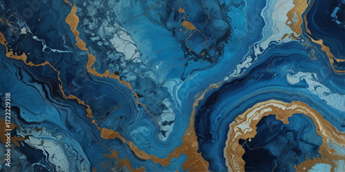 Beautiful abstract blue and white marble luxurious wall grunge background. Blue marble stone wall texture.	