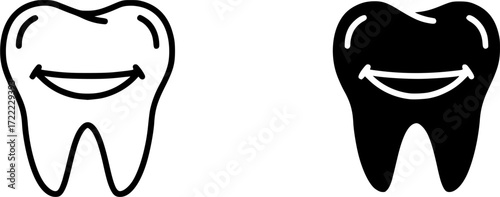 ofvs515 OutlineFilledVectorSign ofvs - smile tooth vector icon . dental laugh . isolated transparent . black outline and filled version . AI 10 / EPS 10 / PNG . g11858