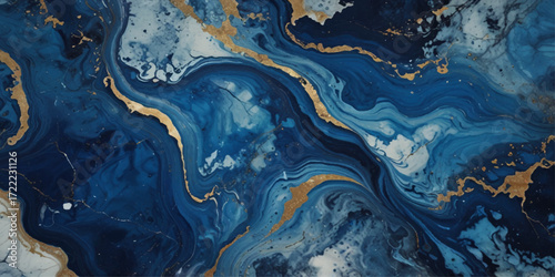 Beautiful abstract blue and white marble luxurious wall grunge background. Blue marble stone wall texture.	