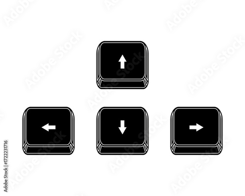 Keyboard Shortcut Icons Set – Arrow Keys (Up, Down, Left, Right)