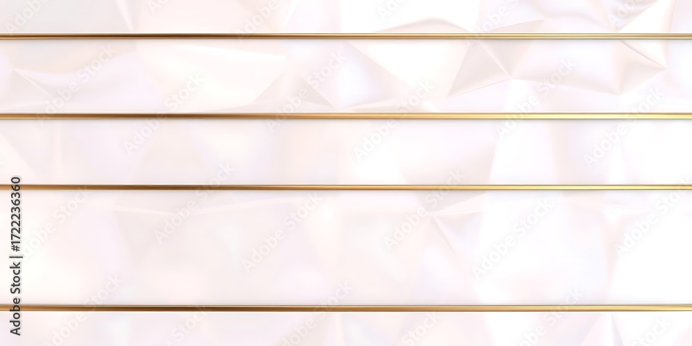 Obraz premium A minimalist background featuring a soft, crinkled white or light beige texture with four thin, horizontal gold lines, creating a clean, luxurious, and elegant design.