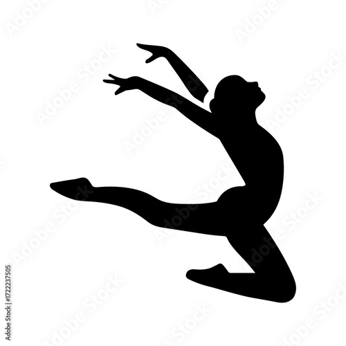 Vector gymnast silhouette logo male and female, Cheerleader silhouette vector illustration performing jump cheerleading squad team, split in jump gymnastics black isolated