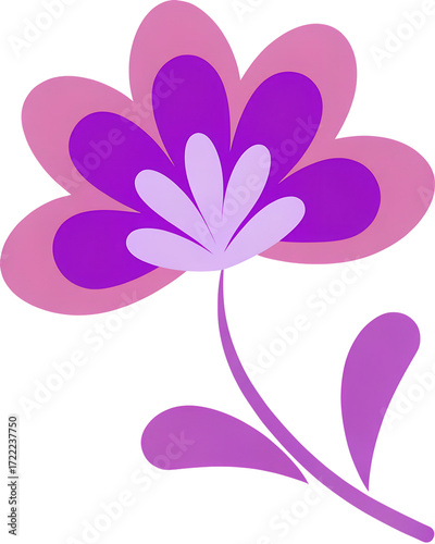 fleur violette élégante avec pétales multicolores et feuilles élancées
