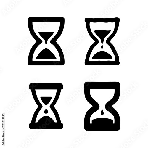 Vector art of collection of hourglass icons, representing time, deadlines, and the passage of time in a simple and elegant way