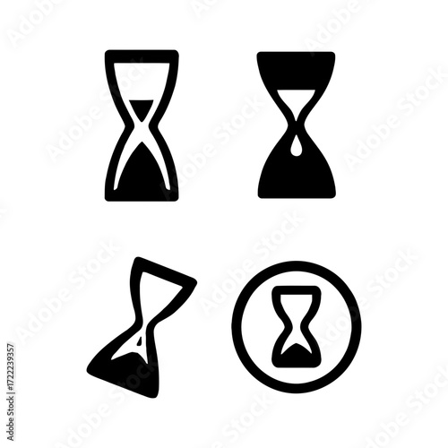 Vector art of collection of hourglass icons, depicting time, deadline, and waiting, suitable for websites and applications