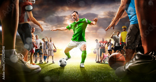 Photography The multi sports collage including boxing, ice hockey, basketball, cycling, socc