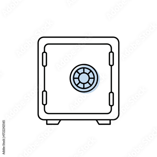 Safe with round lock in minimalist outline design  
